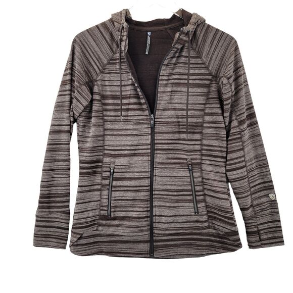 Kuhl Womens Piper Full Zip Athletic Hoodie Jacket Size XS Brown Striped - Picture 4 of 12